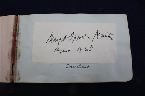 An autograph album containing signatures mainly on piece, including Queen Victoria, W G Grace and Winston Churchill